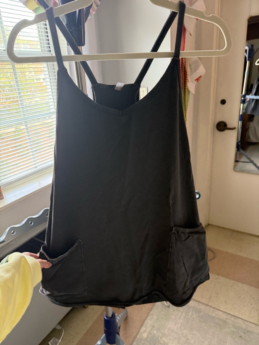 Free People Black Athletic Shorts Romper with Pockets